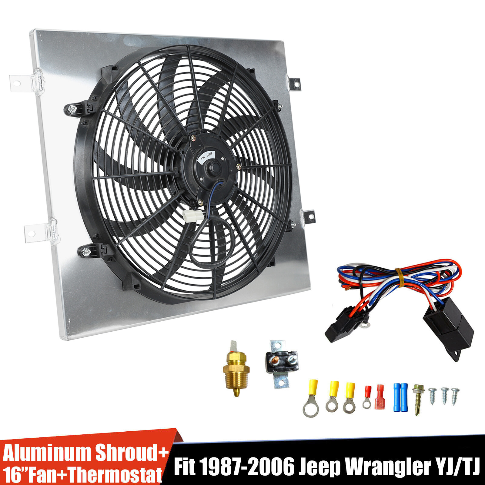 Aluminum Shroud Fan Relay FOR 1987-2006 Jeep Wrangler YJ TJ 2.4L 2.5L 4.0L 4.2L Aluminum Shroud Fan Relay FOR 1987-2006 Jeep Wrangler YJ TJ 2.4L 2.5L 4.0L 4.2L