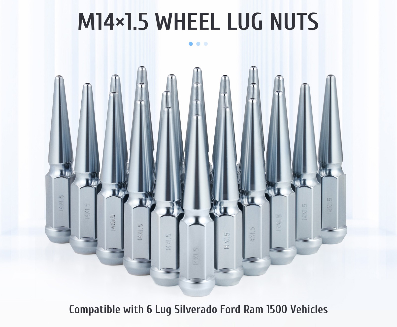 24 PCS Chrome Spike Lug Nuts 14x1.5 For Chevy Silverado Tahoe 4.4