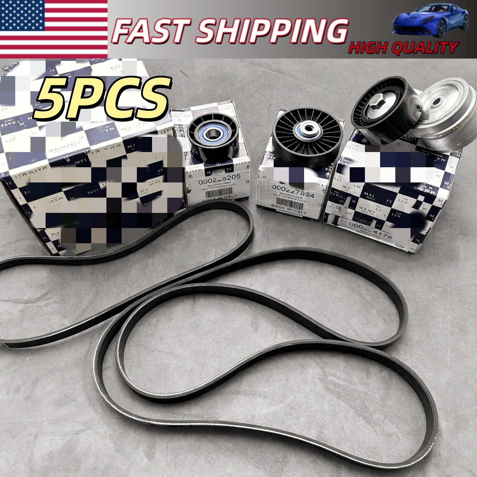Belt Tensioner Pulley Set For Maserati GranCabrio GranTurismo Quattroporte 03-26