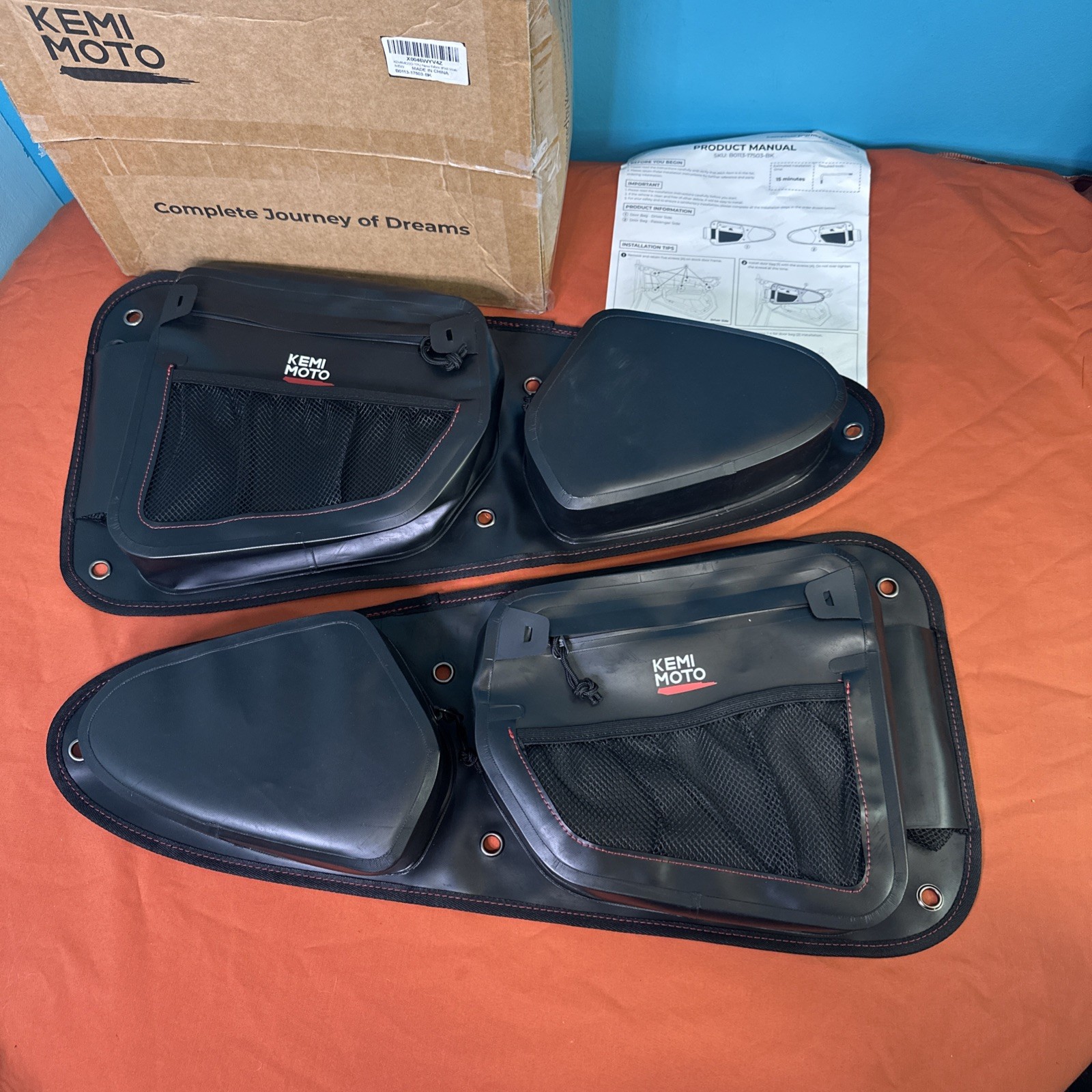 KEMIMOTO Waterproof TPU Front Door Bags w/ Knee Pad For Select 14-23 Polaris RZR KEMIMOTO Waterproof TPU Front Door Bags w/ Knee Pad For Select 14-23 Polaris RZR