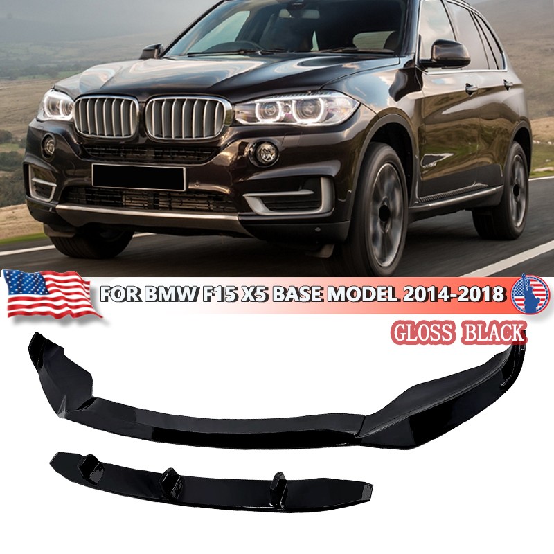 For BMW F15 X5 Base Model 2014-2018 Gloss Black Front Bumper Lip Splitter 2PCS