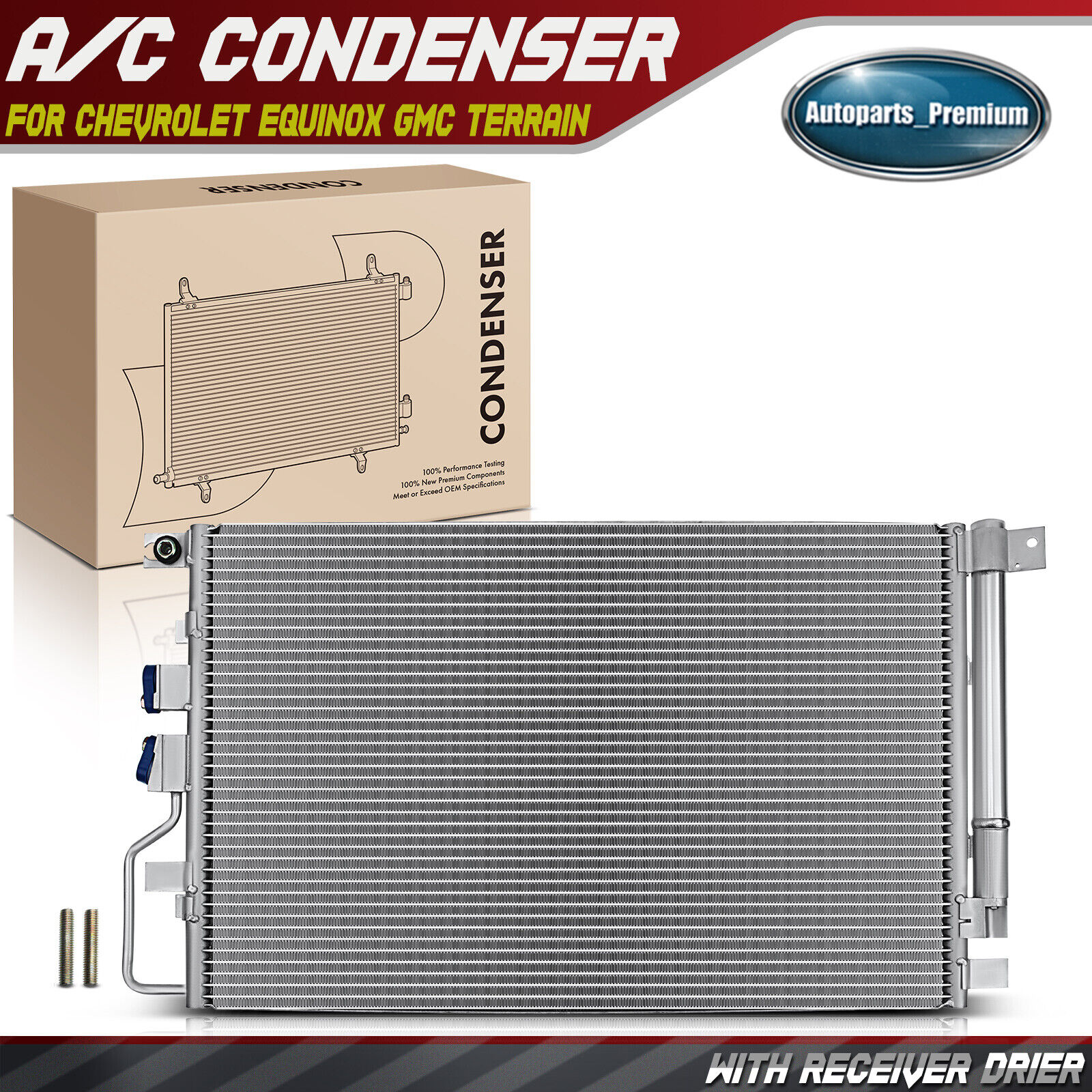 A/C AC Condenser with Receiver Drier for Chevrolet Equinox GMC Terrain 2016-2017