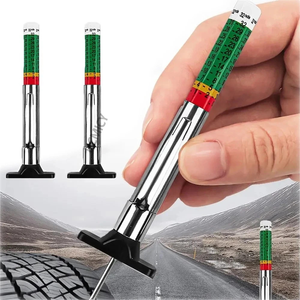 2 Pack Tire Tread Depth Gauge Tool Color Coded Car Tyre Depth Meter