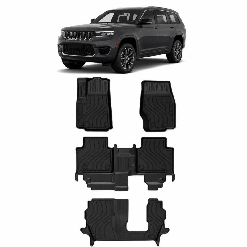 Black Horse All Weather HD Floor Matt Liner Set Black Fit 23-26 Grand CherokeeL