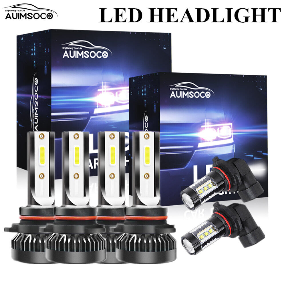 Combo 9005+9006+H10 LED Headlight and Fog Light Bulbs Kit High & Low Beam White