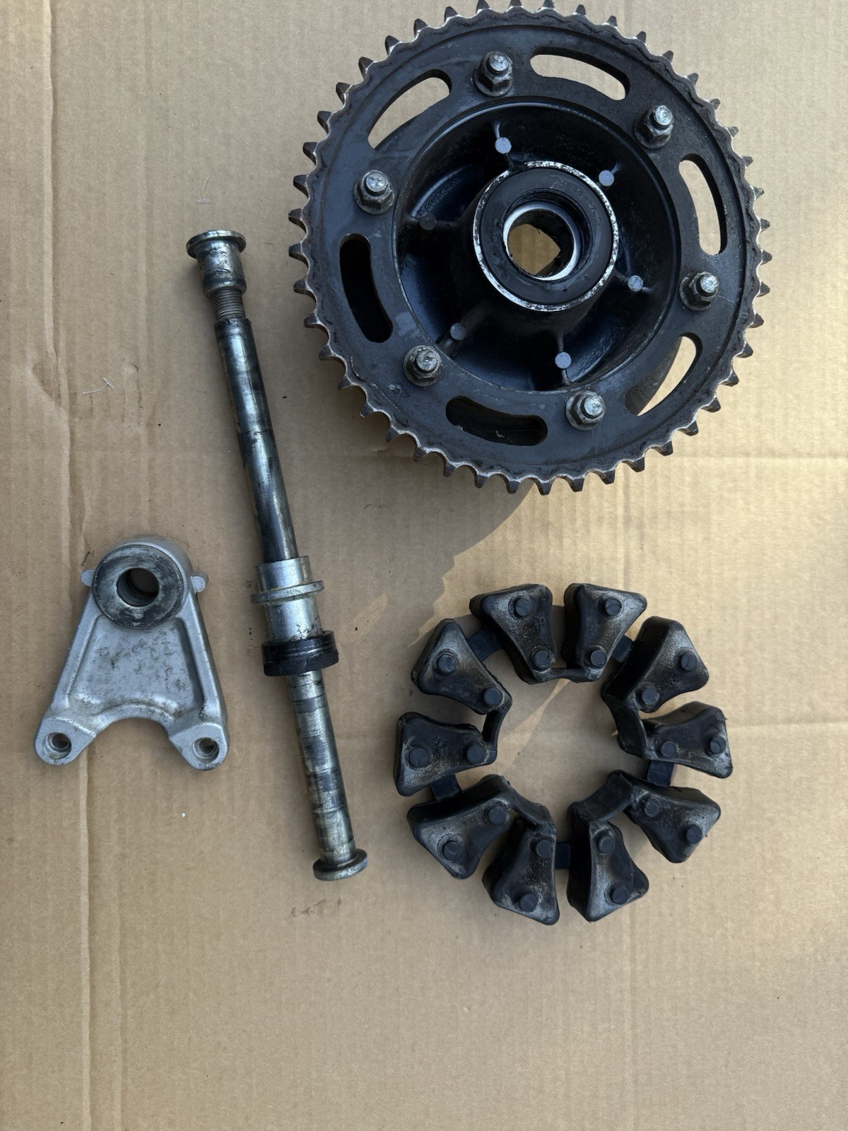 2000 Kawasaki ZRX1100 Rear Sprocket Carrier Cush Drive Axle Caliper Bracket Lot