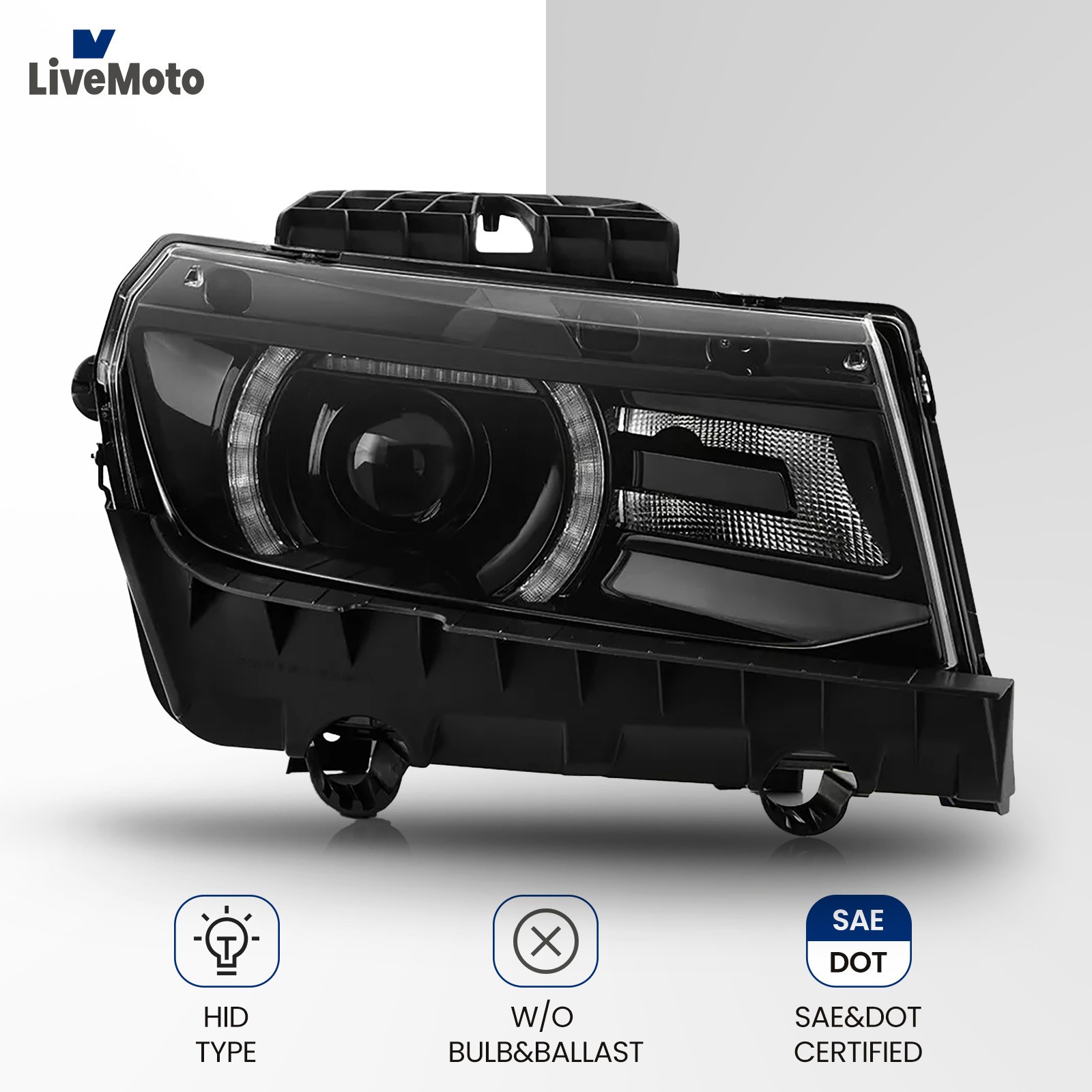 For 2014-2015 Chevy Camaro HID/Xenon Headlight W/ LED DRL w/o Ballast Passenger