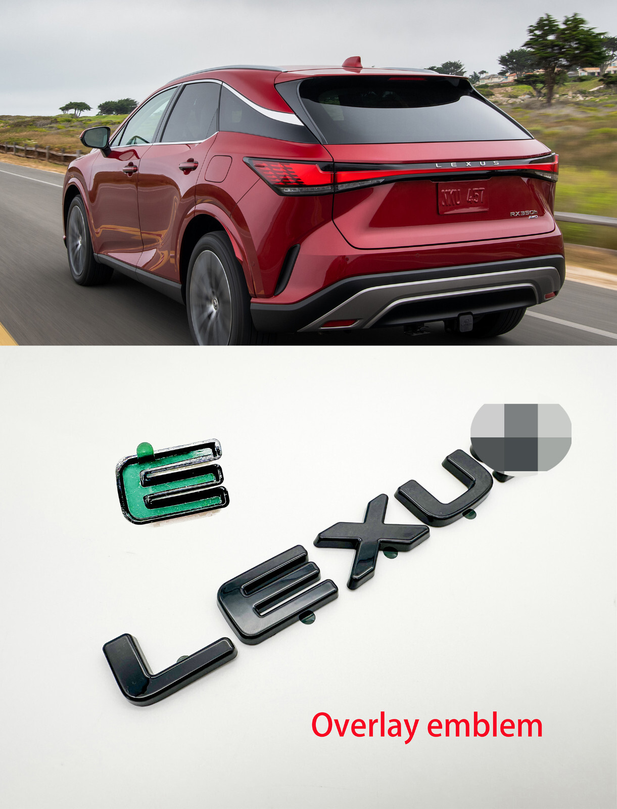 Fit 2023 and up LEXUS RX 350 350h 500H+ BLACKOUT DOOR EMBLEM OVERLAY KIT Fit 2023 and up LEXUS RX 350 350h 500H+ BLACKOUT DOOR EMBLEM OVERLAY KIT