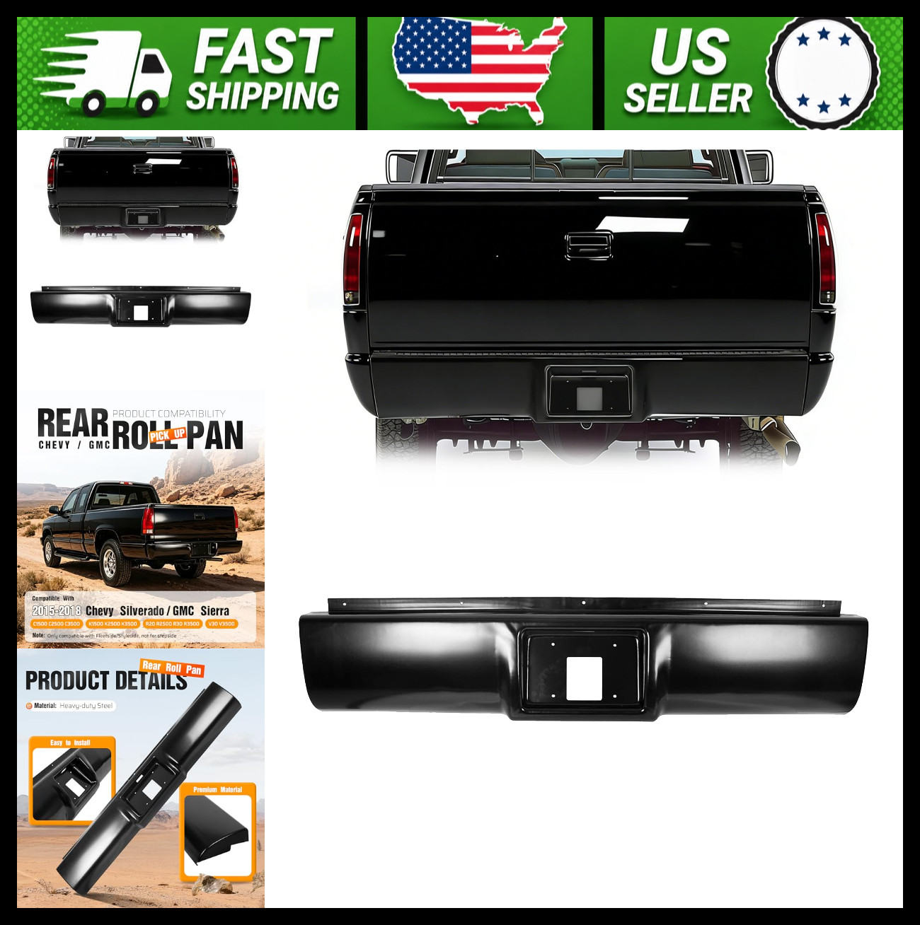 Rear Roll Pan for 1988-1998 Chevy Silverado GMC Sierra C/K Pickup Rear Roll Pan for 1988-1998 Chevy Silverado GMC Sierra C/K Pickup