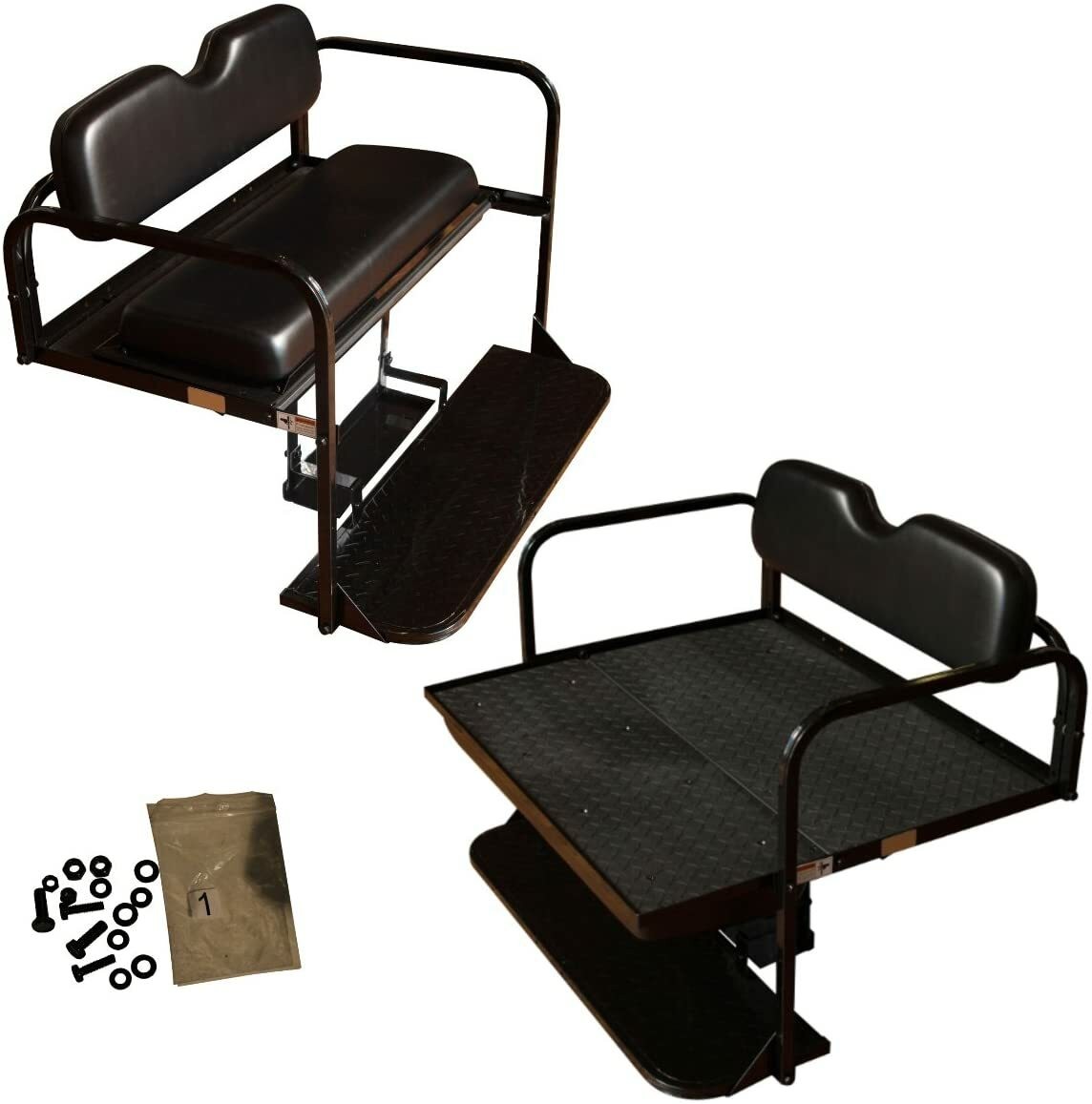 Club Car DS Golf Cart Flip Folding Rear Back Seat Kit for 1982-2000.5 - Black