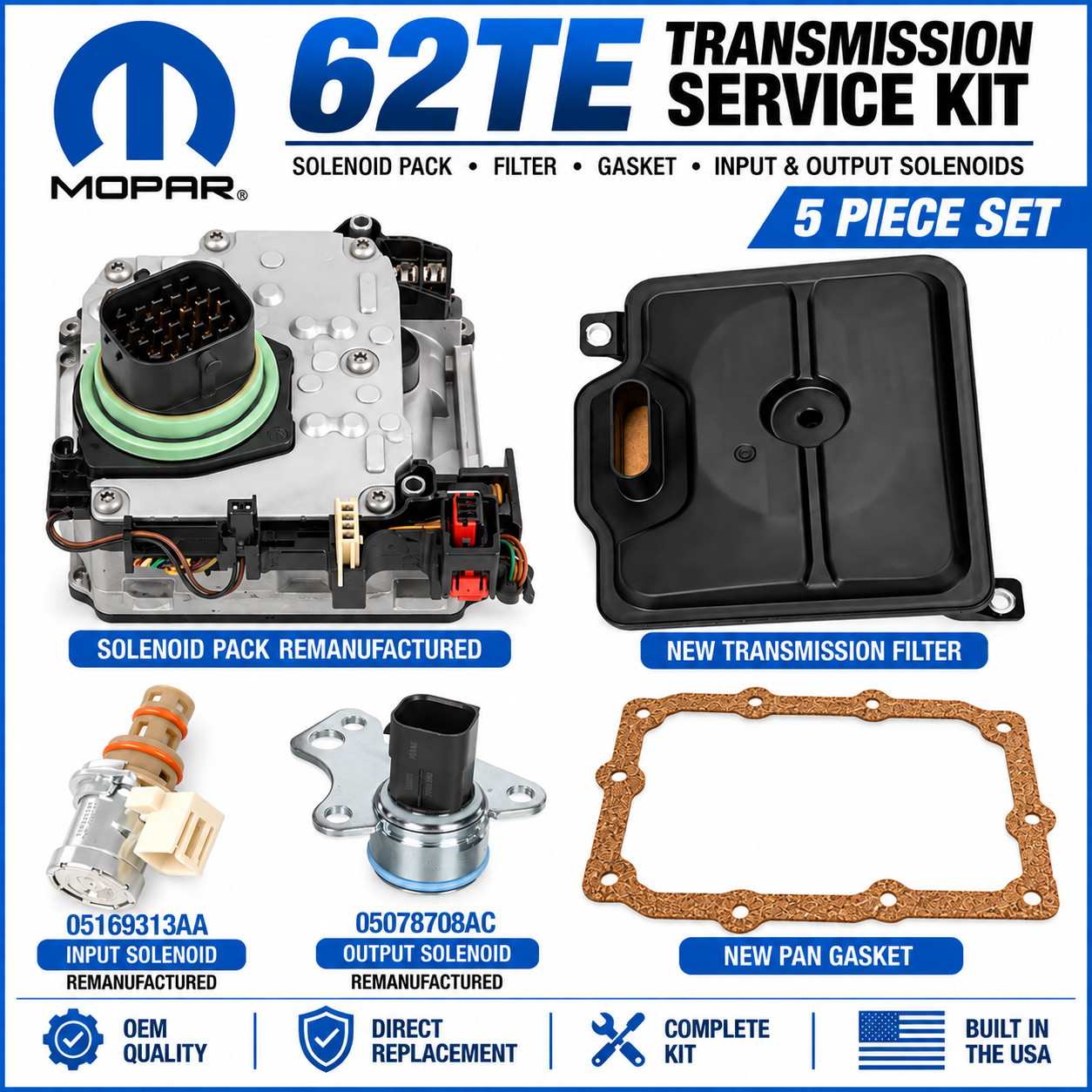 Shift Solenoid Pack kit Set 62TE For 2008-2016 Chrysler Town & Country Dodge