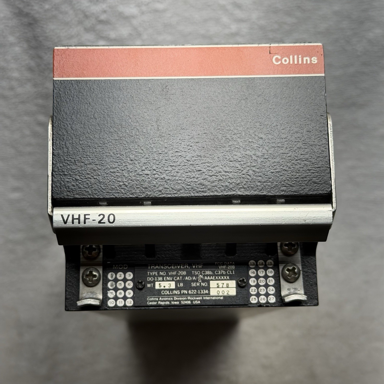 Collins Aerospace VHF-20B VHF Transceiver Module 622-1334-002 W/ FAA 8130-3