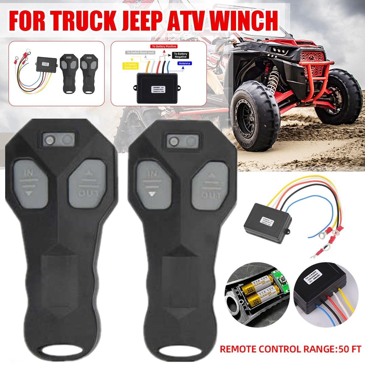Wireless Winch Remote Control Kit for Jeep Truck ATV SUV 12V Switch Handsset USA