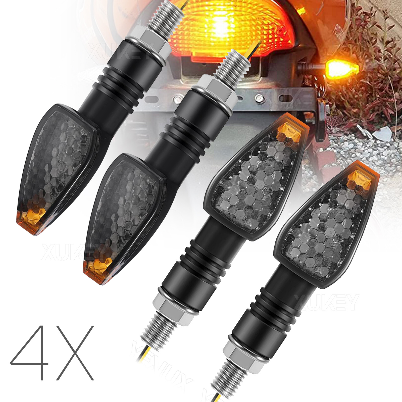 Universal 4PCS Motorcycle Led Turn Signal Indicator Blinker Amber Lights Durable
