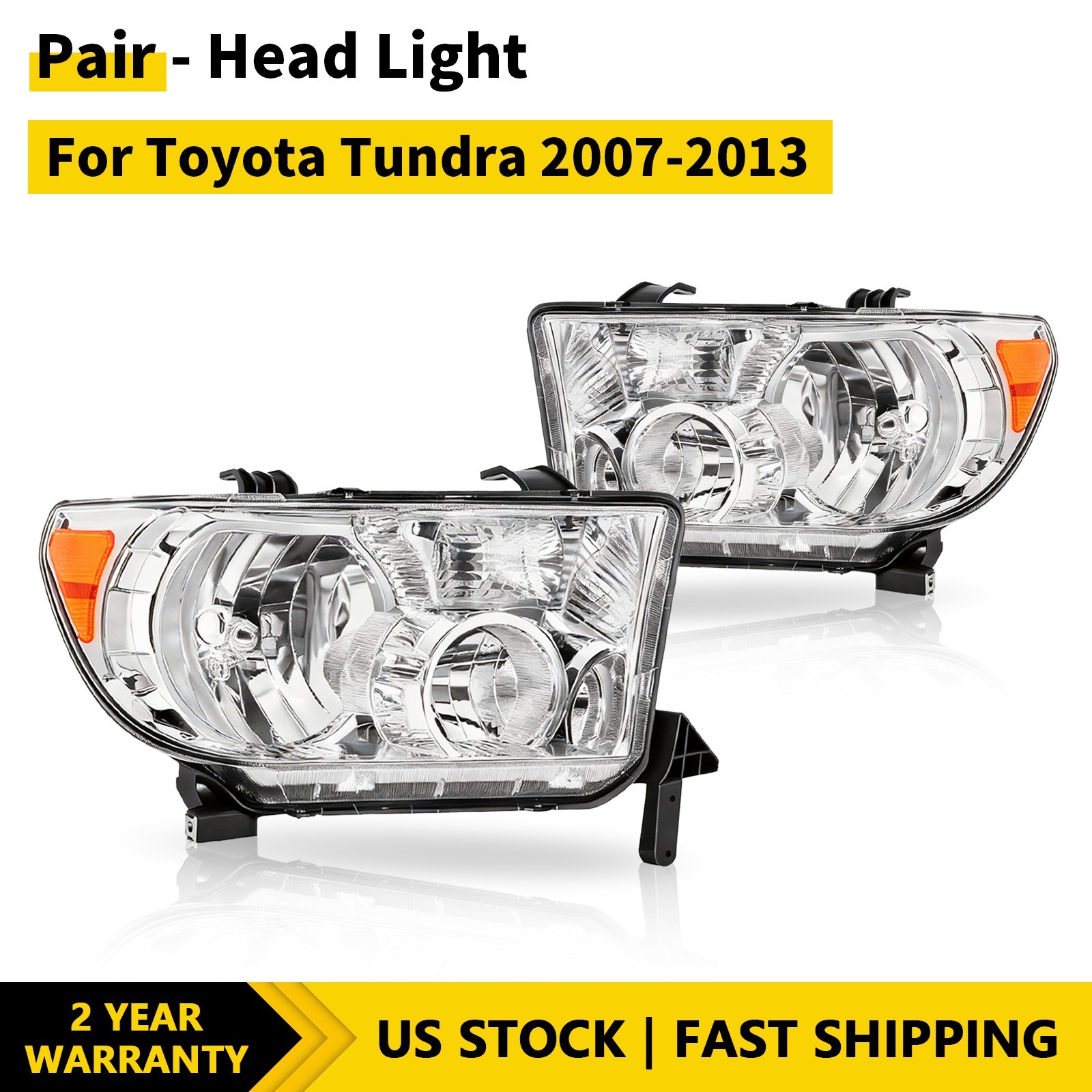 Pair Headlights Set with Level Adjuster Fits Toyota Tundra 2007-2013 LH+RH