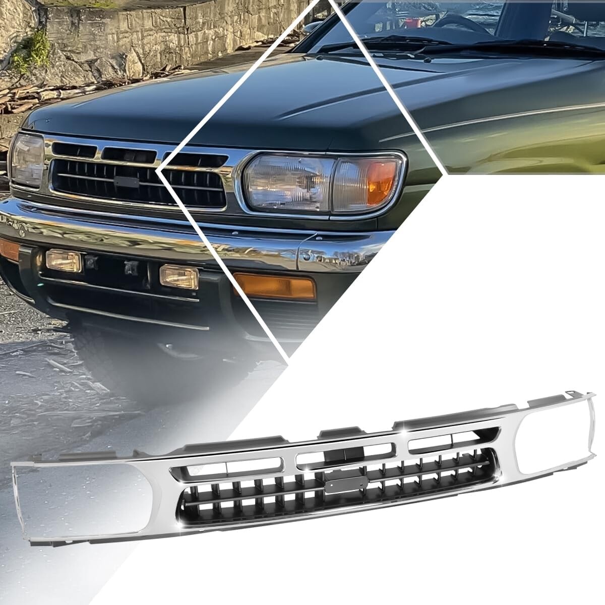 For 96-99 Nissan Pathfinder OE Style Chrome/Argent Grille Shell w/Badge Slot