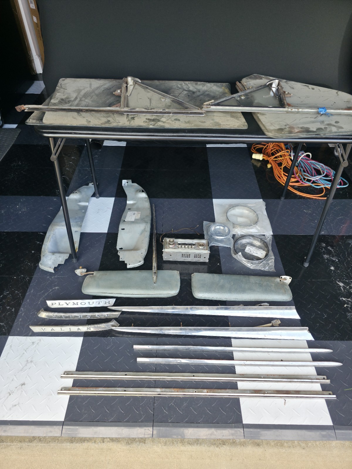  1967 Plymouth Valiant Parts Window Glass Chrome Trim Emblems Radio Visors Lot