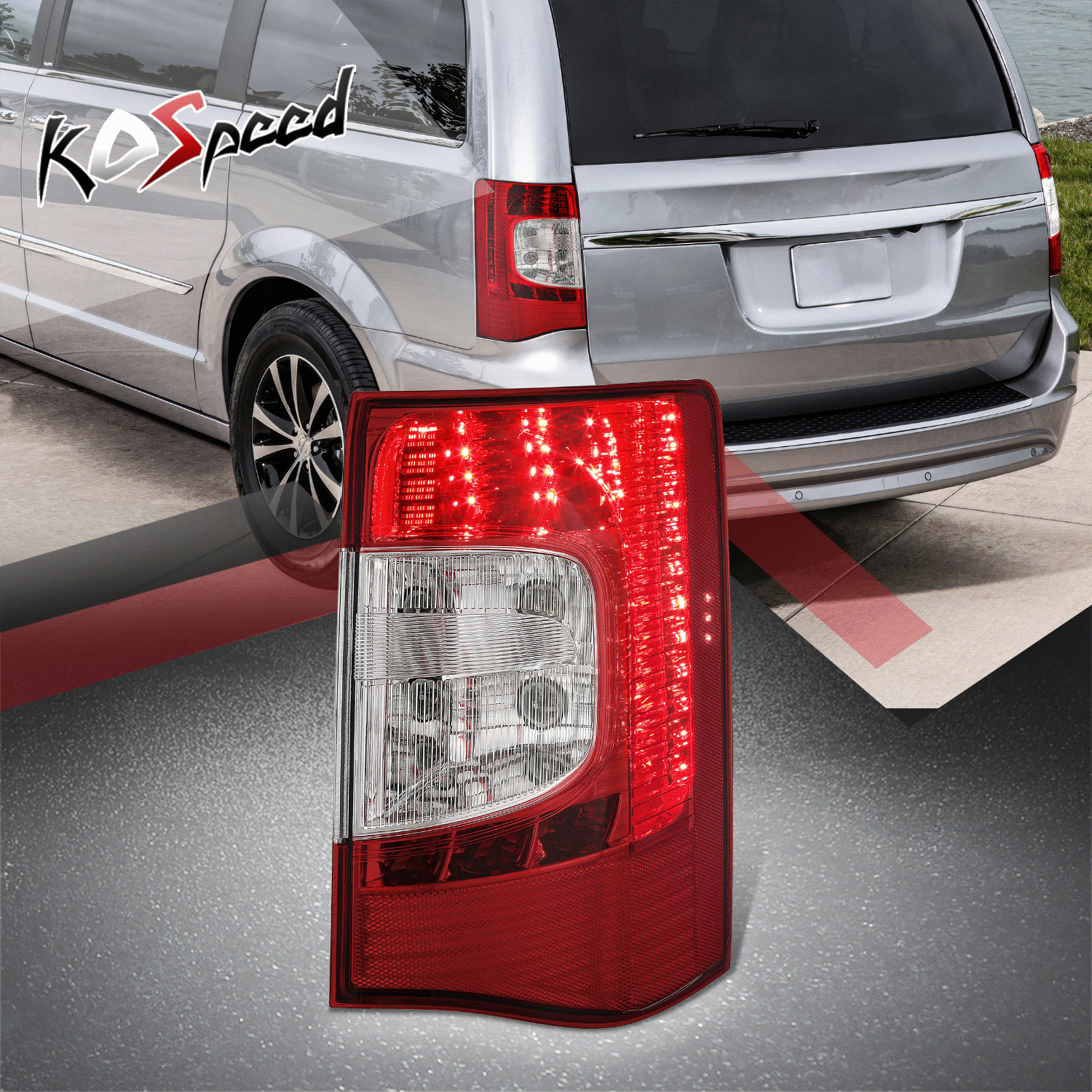 [OPEN-BOX] Chrome Housing Red Lens Right Taillight for Town & Country 2011-2016