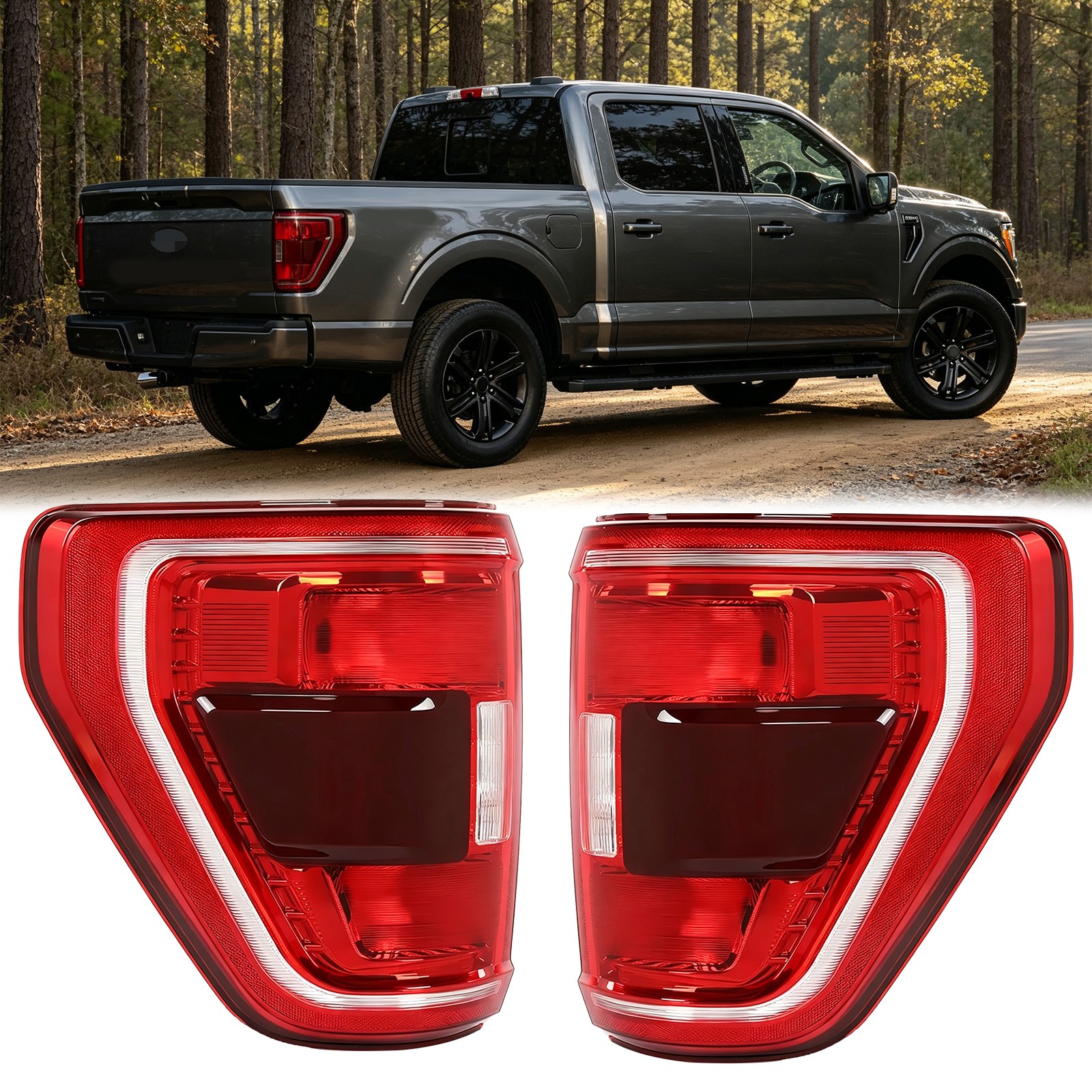 Fits 2021 2022 23 Ford F150 Pair Tail Light Left&Right Side Tail Lamp Assembly