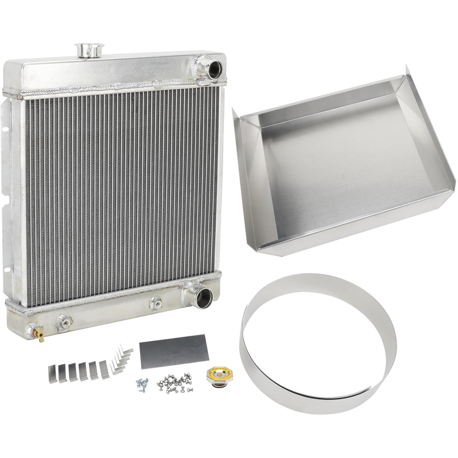 Small Universal Short Vertical Aluminum Radiator, RH w/Shroud
