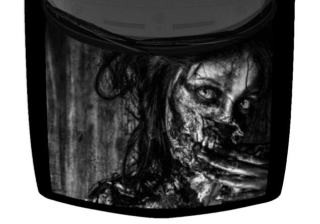 Bloody Zombie Woman Horror Grayscale Truck Hood Wrap Vinyl Car Graphic Decal 
