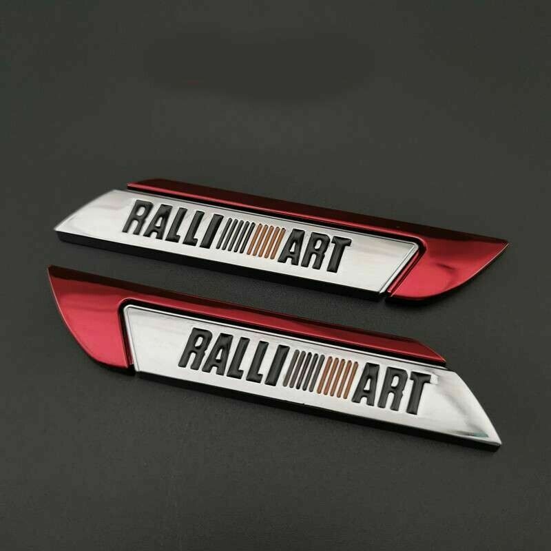 NEW JDM 2x For RALLIART Car Side Fender BADGE Emblems Badges Decals Stickers