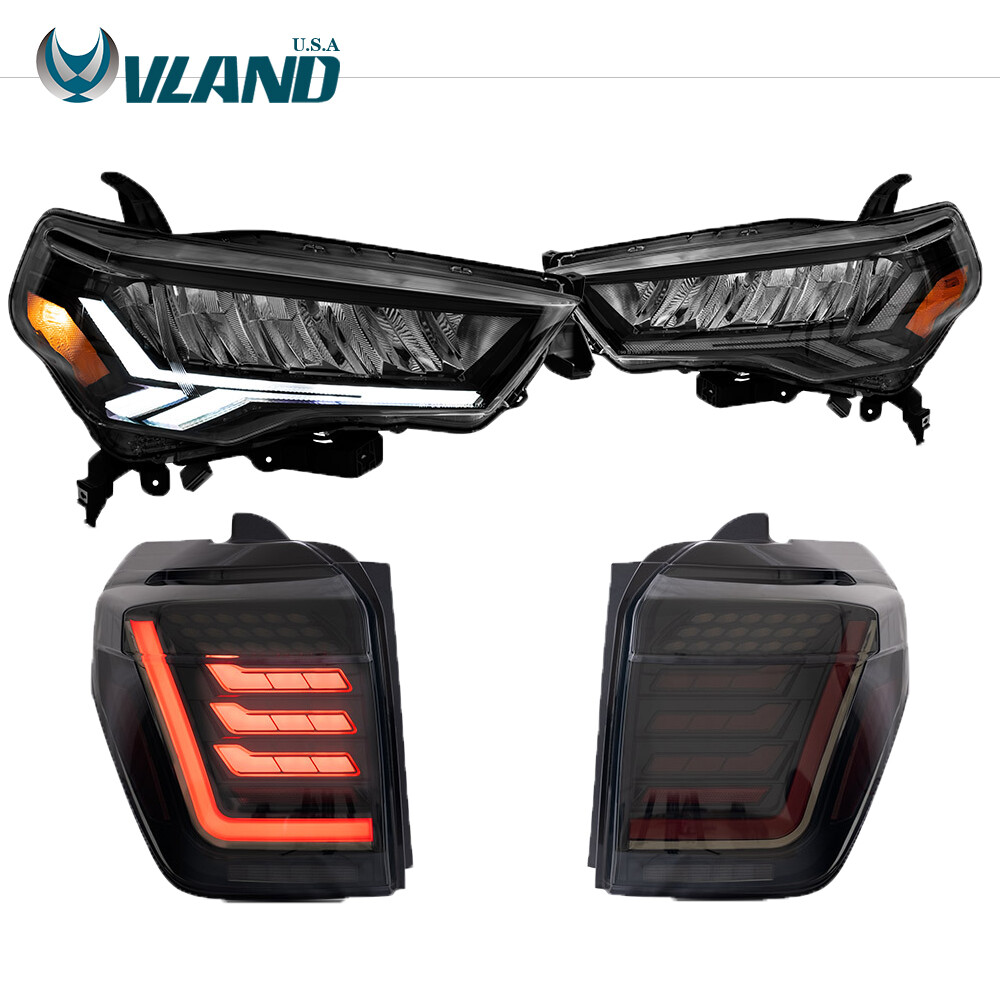 For 14-24 Toyota 4Runner Full LED Headlights＆Smoked LED Tail Lights w/Animation