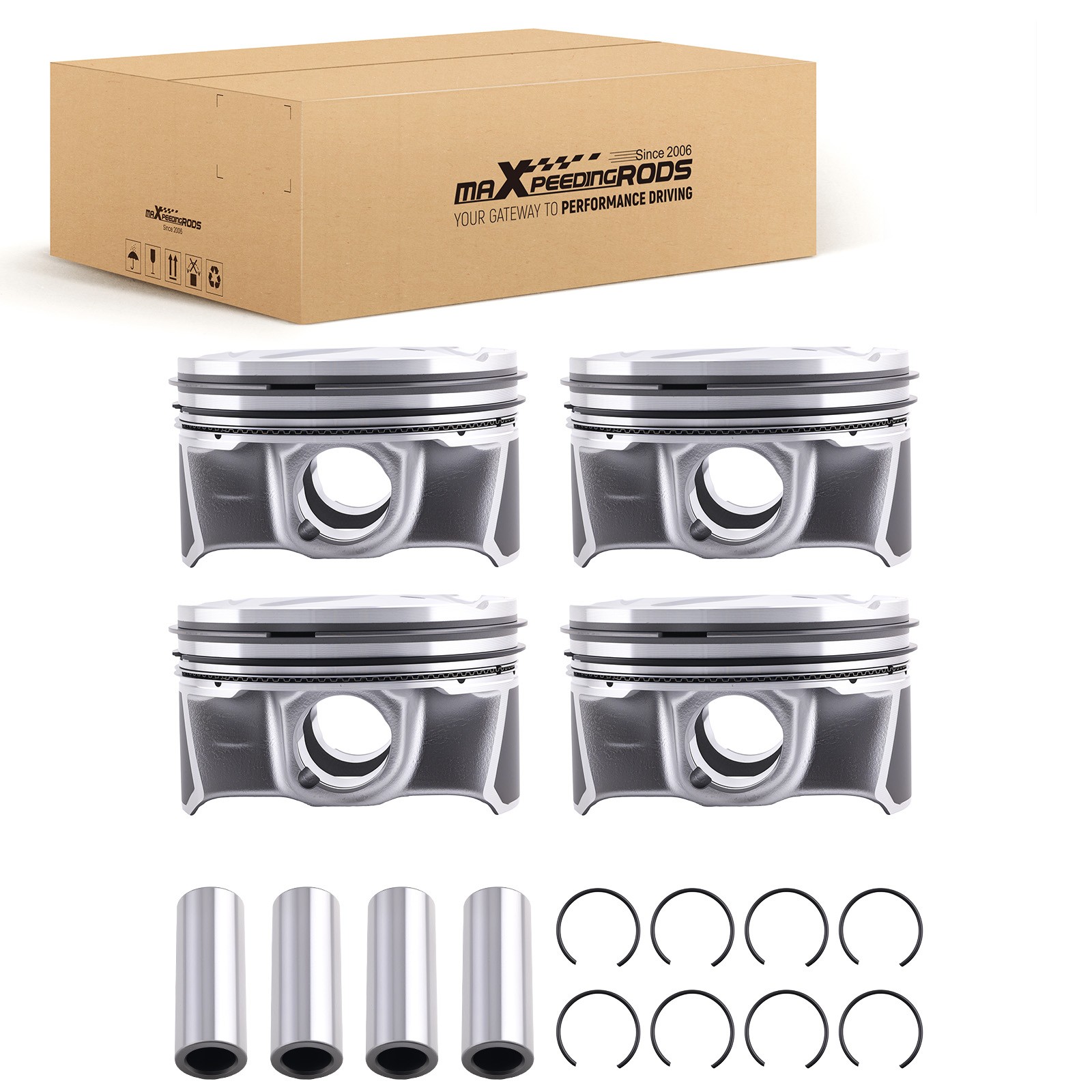 4X Piston & Rings Kit EJ7Z6108E For 15-19 Ford Focus Mustang Lincoln MKC 2.3L