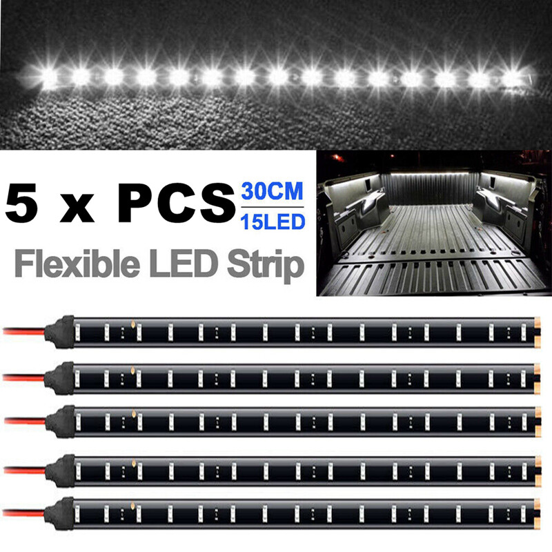 5x 30cm 1FT 15SMD 12V Flexible LED Strip Light Waterproof For Car Truck Boat