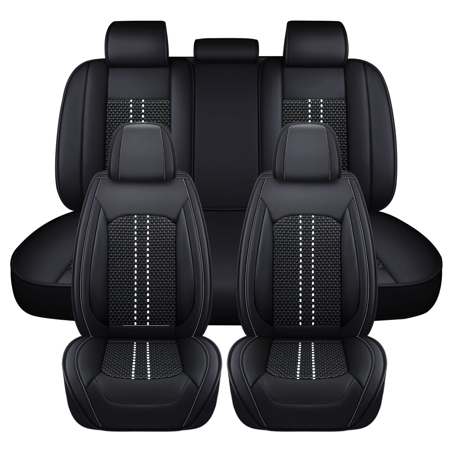 Pickup Truck Universal 5 Seat Covers Full Set Leather Silk Breathable Protector