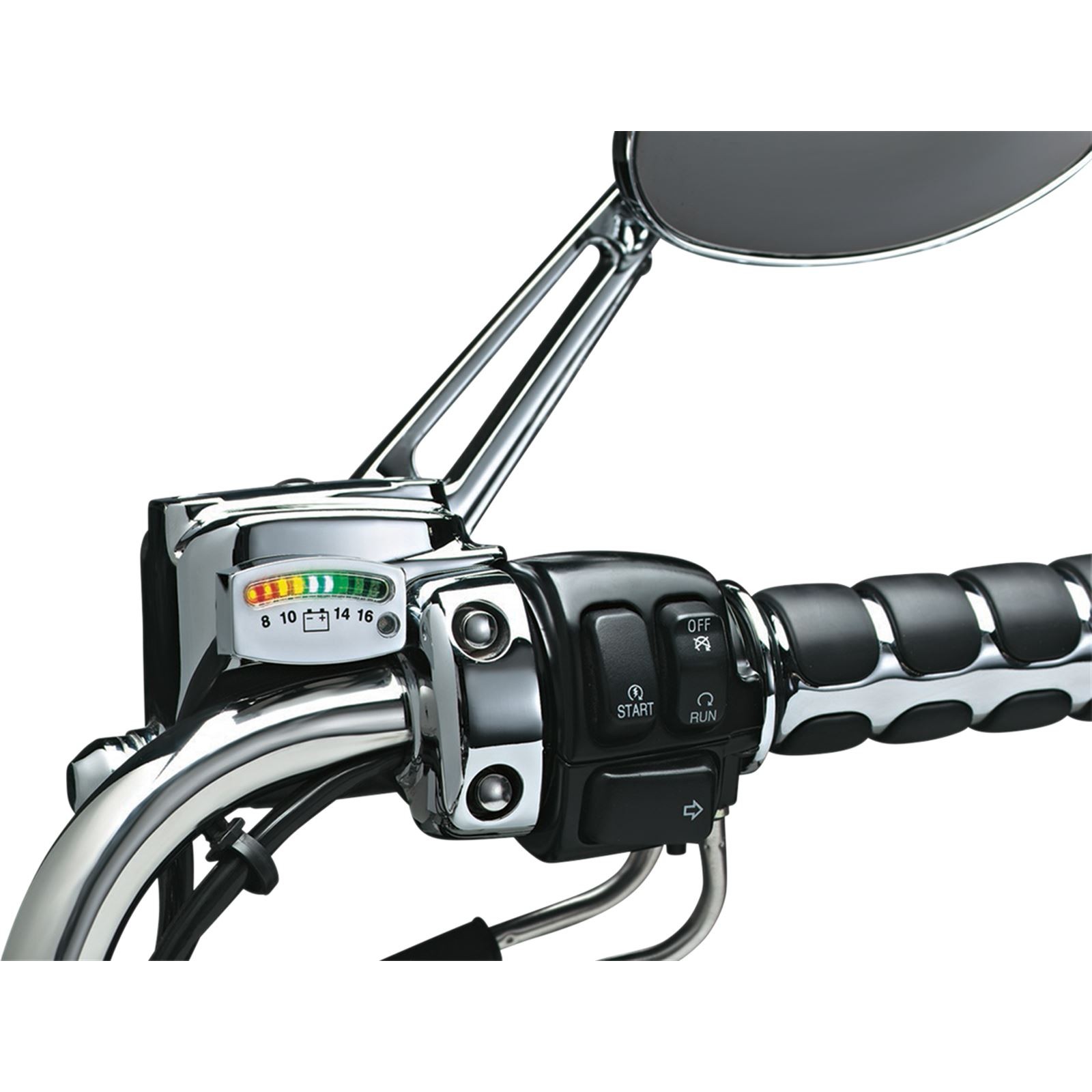 Kuryakyn LED Battery Gauge - Chrome - 2 Kuryakyn LED Battery Gauge - Chrome - 2