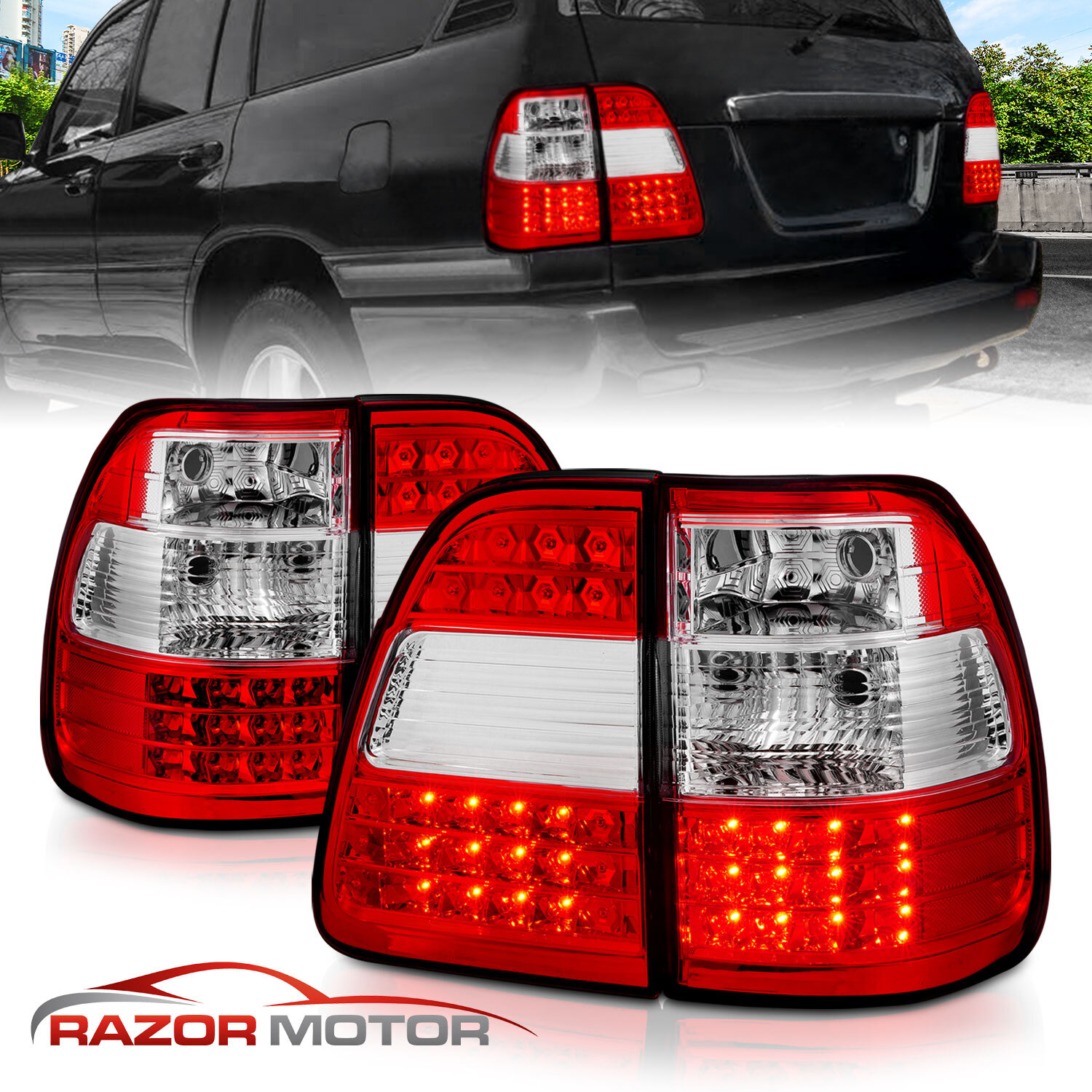 For 1998-2007 Toyota Land Cruiser LED Rear Brake Tail Lights Pair