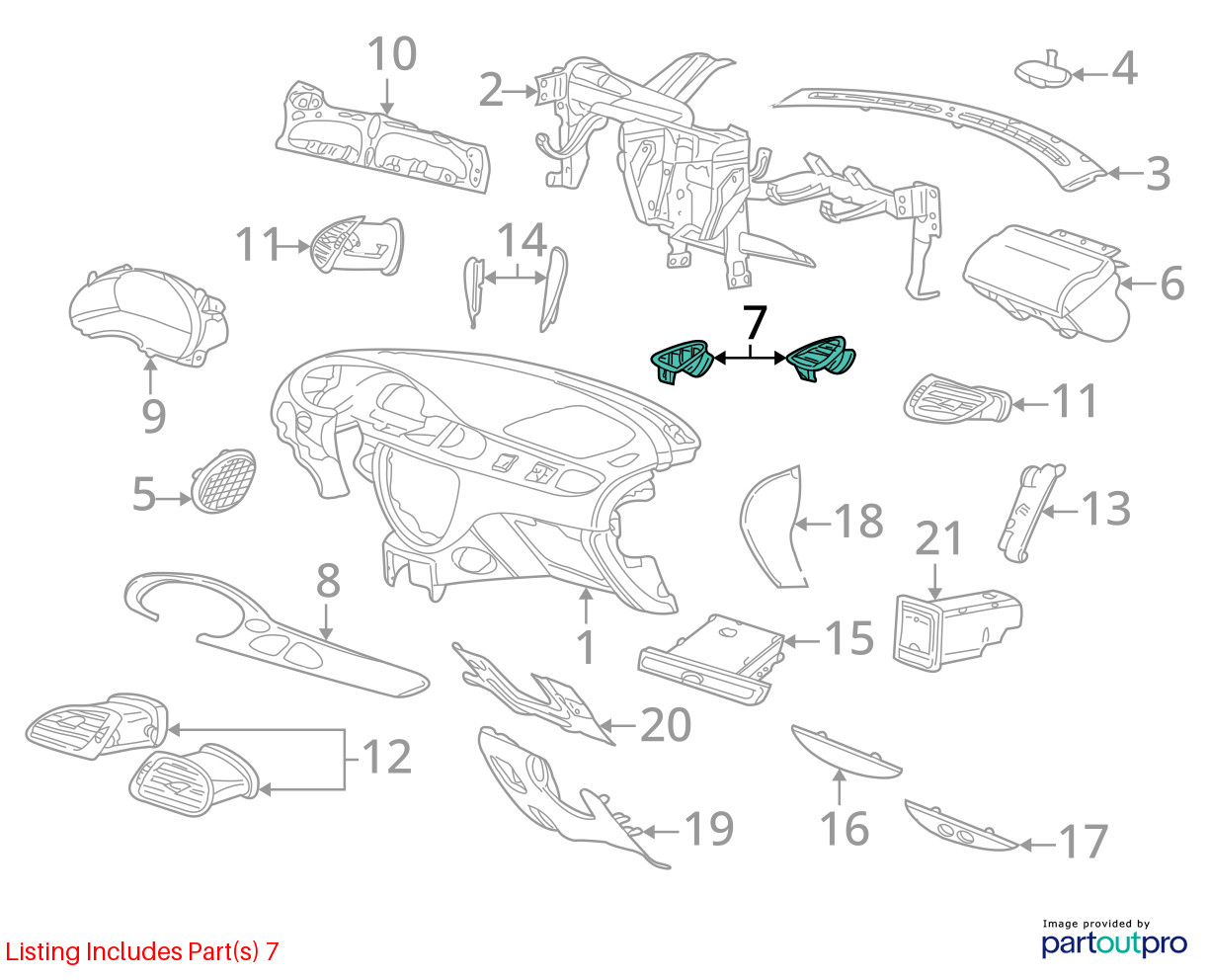 Jaguar 2000-2002 Jaguar S-Type Defroster Vent XR813266AEK