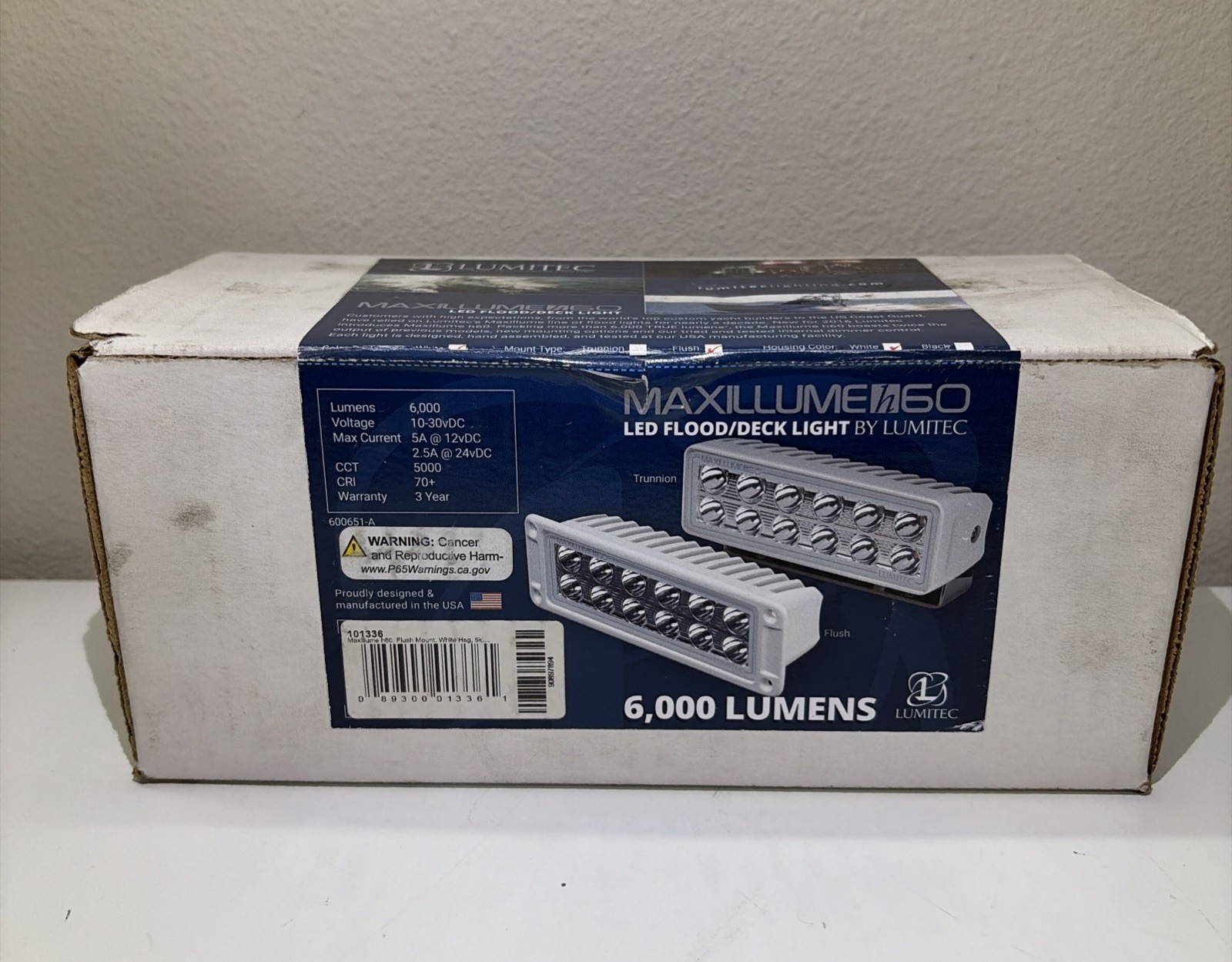 Maxillume H60 6000 Lumens Dimmable LED Flood Light/Deck Light - NEW OPEN