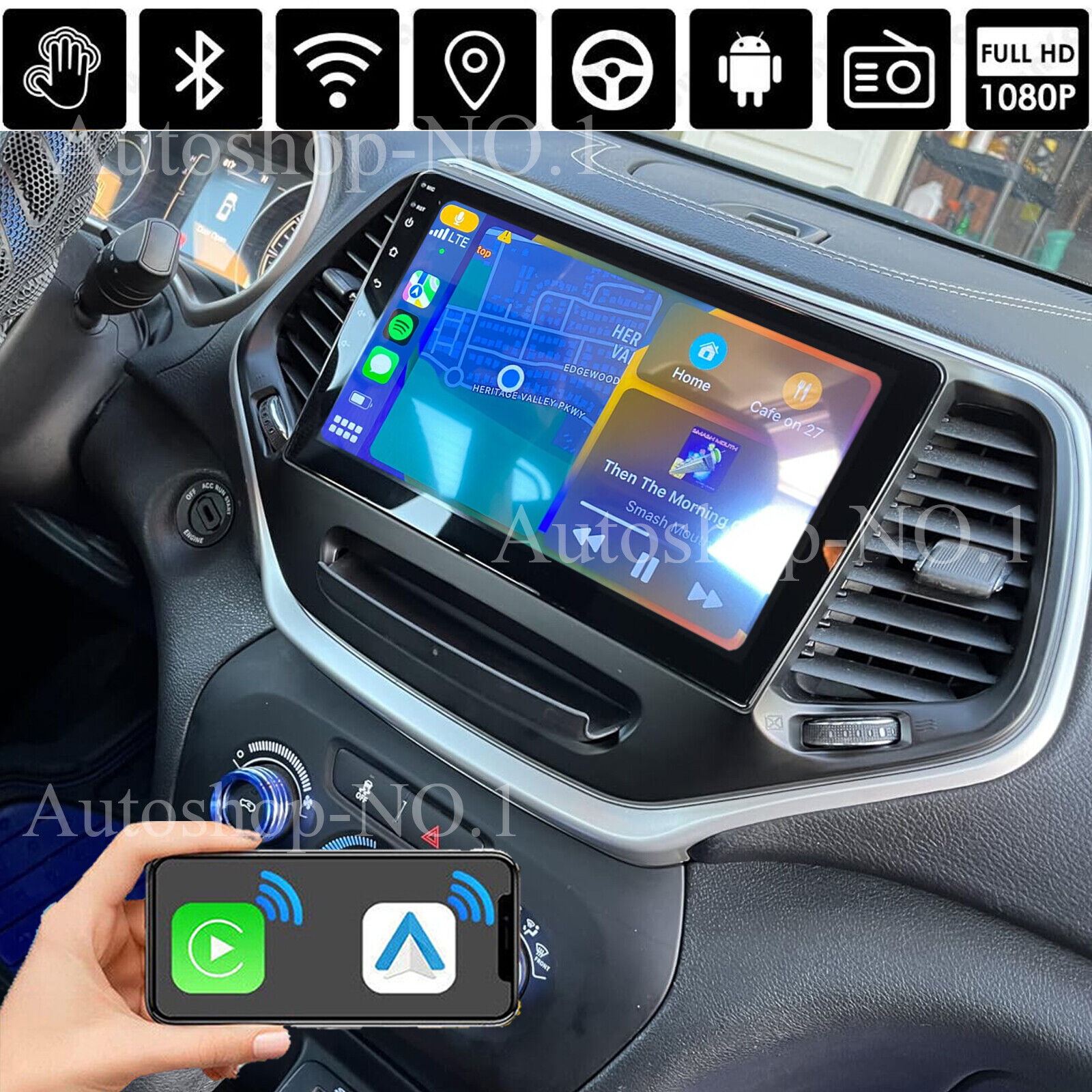 For Jeep Cherokee 2015-2018 Android 13 Car Stereo Radio BT RDS GPS Navi CarPlay