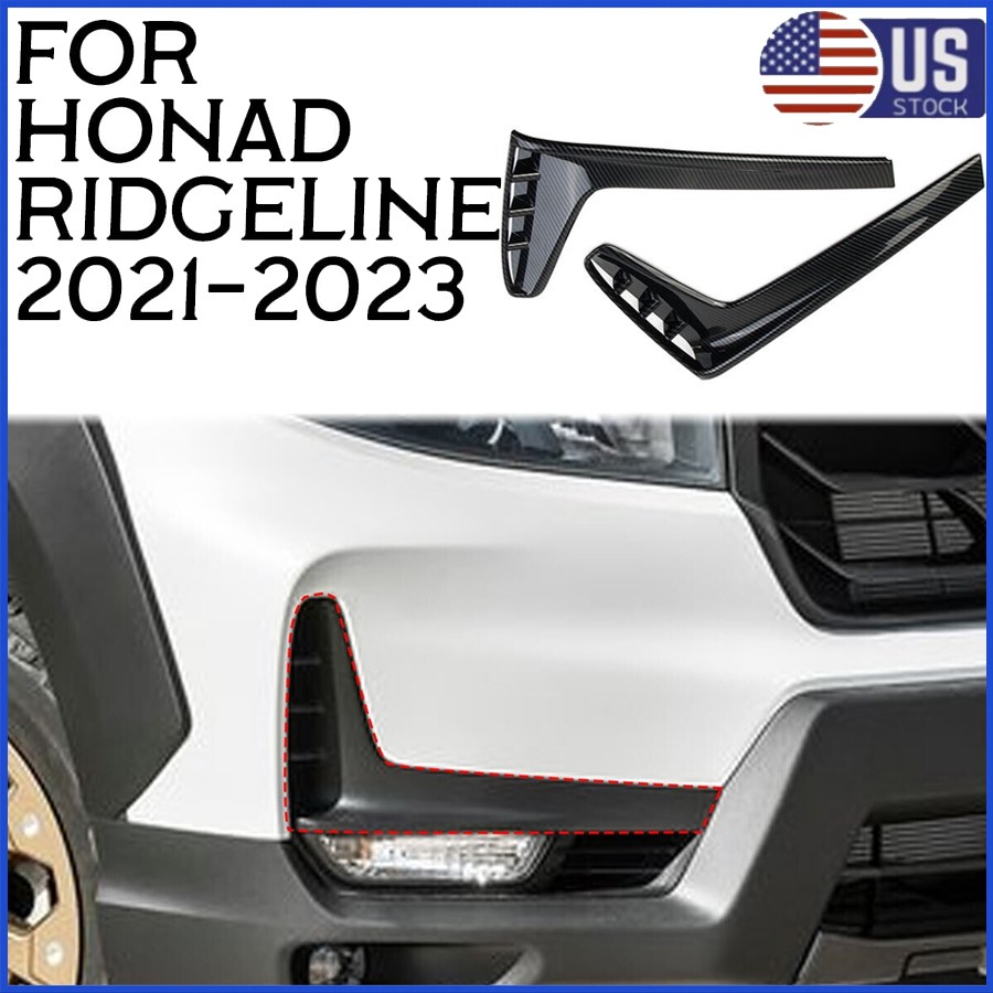 2Pcs Carbon Fiber Style Front Fog Light Lamp Trim Cover For Honda Ridgeline
