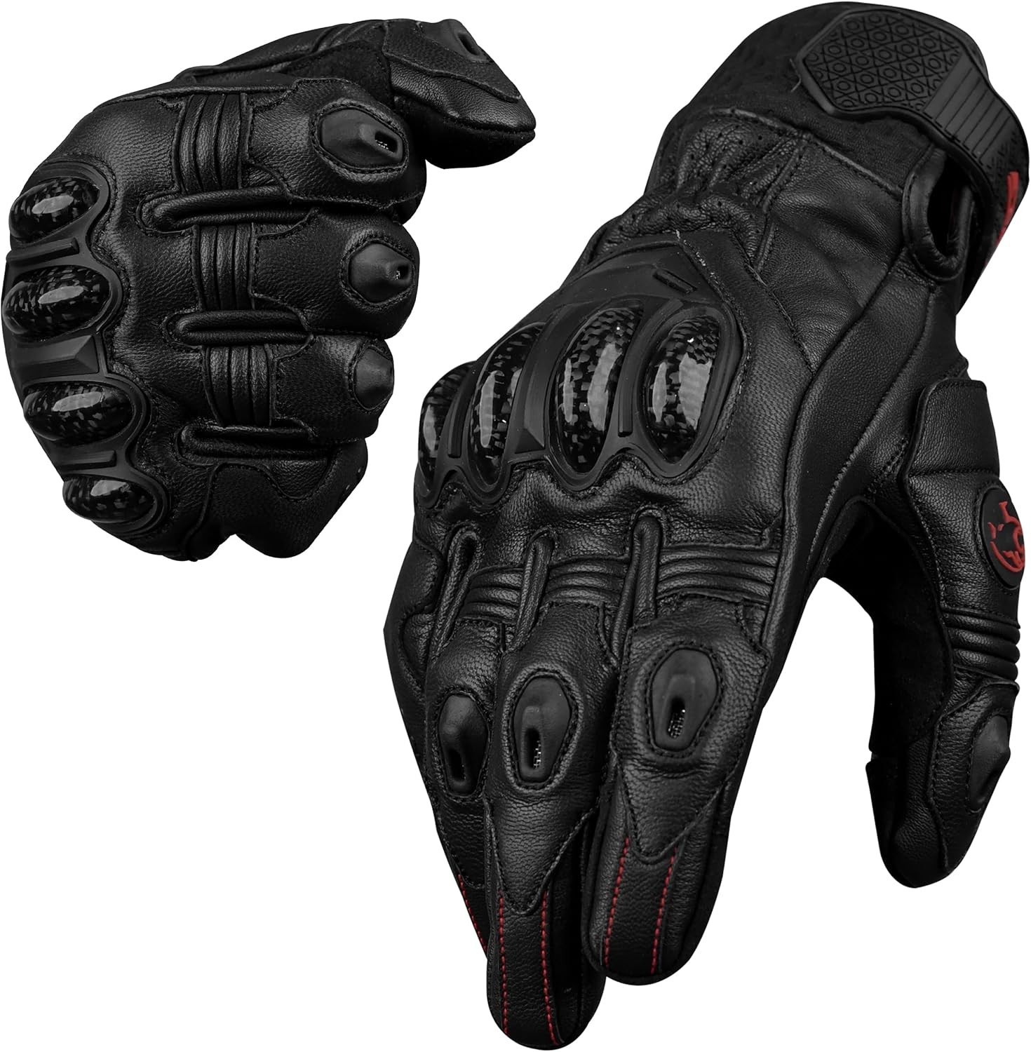 J.A.G. Leather Motorcycle Gloves for Men - Carbon Fiber Knuckle Protection