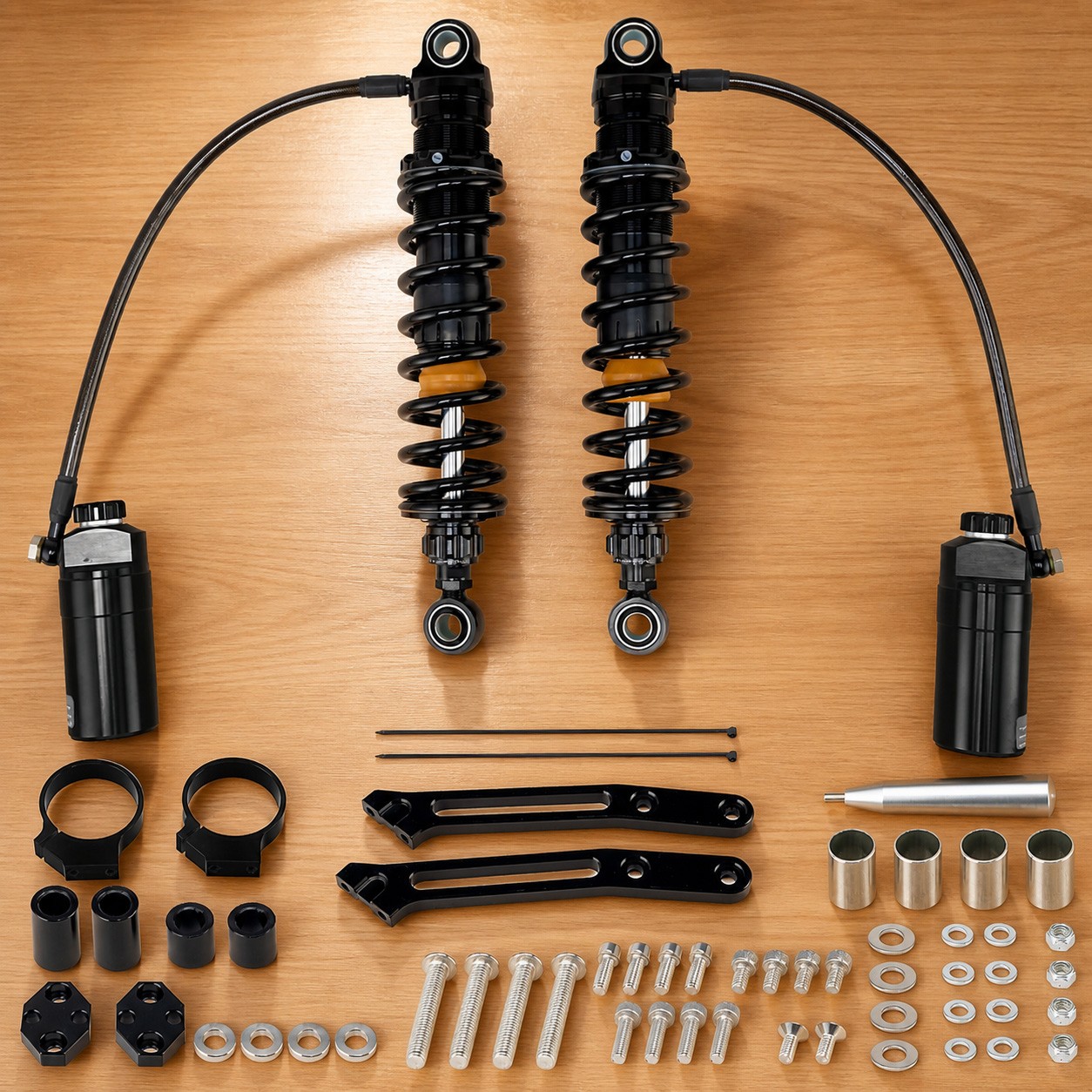 Upgraded Remote Reservoir Rear Suspension Shocks For Harley Touring Road King