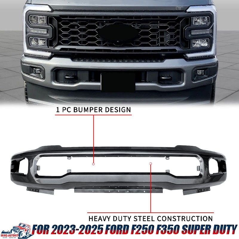 Carbonized Gray For 2023-2025 Ford F250 F350 Super Duty Front Bumper Face Bar