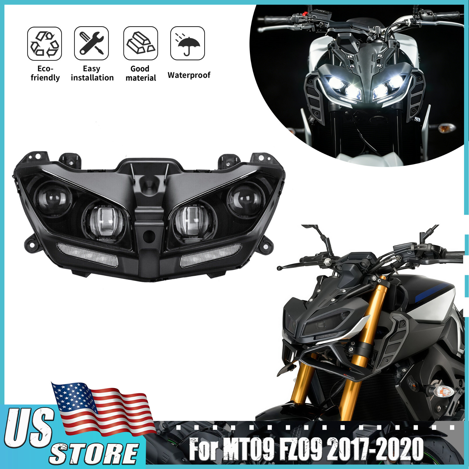 Fit For 2017-2020 18 19 Yamaha FZ09 MT09 Headlamp Motorcycle HeadLight Assembly