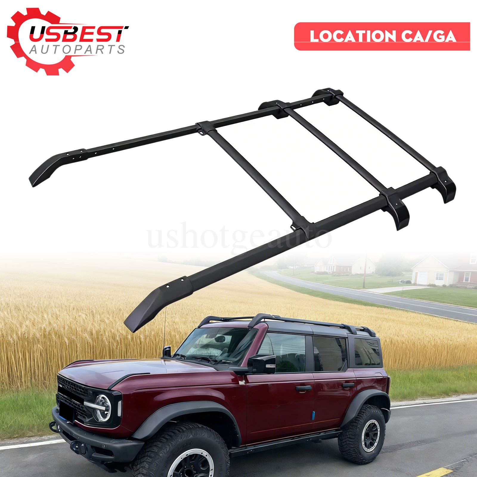 Extended Roof Rack Aluminum For 2021-2024 2025 Ford Bronco Rooftop Black 5PCS