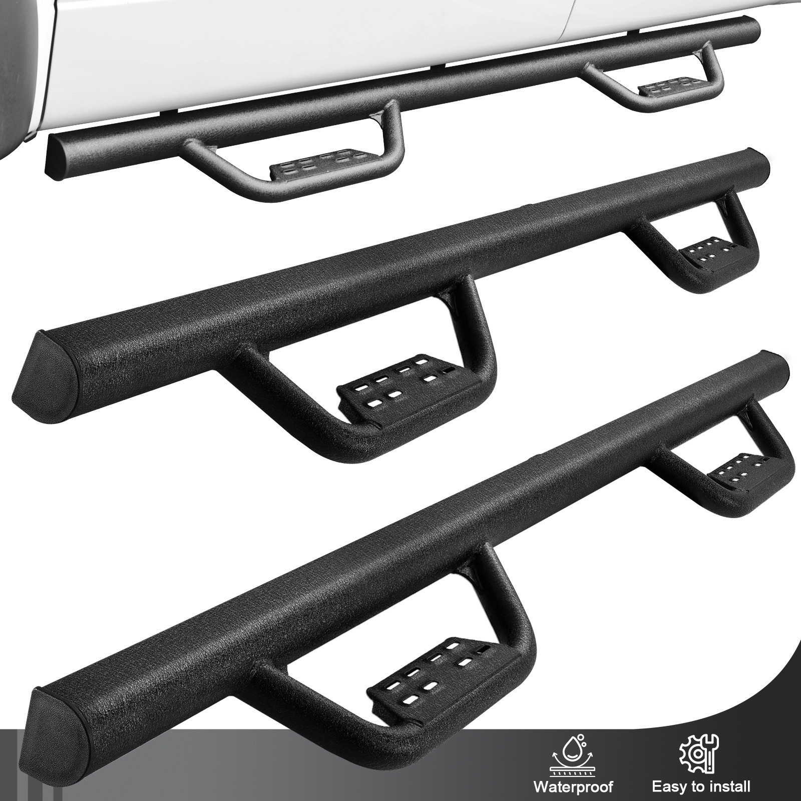 Running Board Fit 2002-2008 Dodge Ram 1500 Quad Cab Black Drop Rail Bar BOC