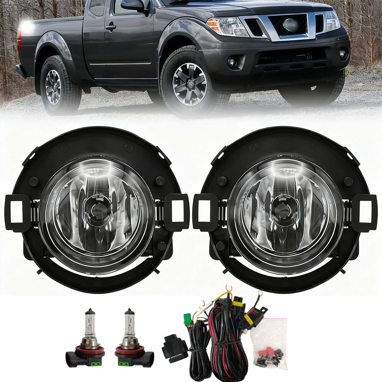 New Pair Fog Lights Lamps For 2010-2019 Nissan Frontier 2005-2015 Nissan Xterra