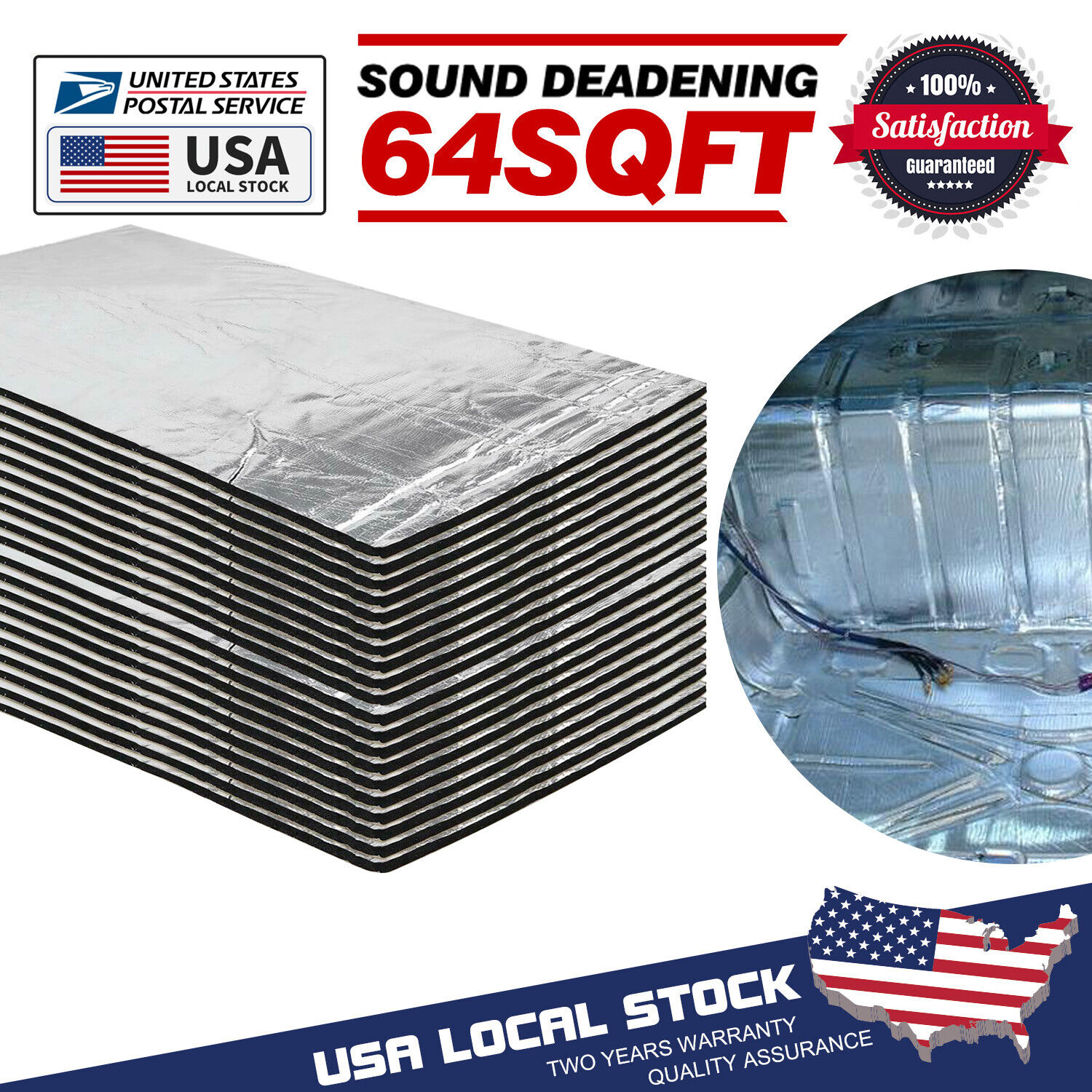 65Sq.ft Car Insulation Sound Deadening Heat Shield Thermal Noise Proof Mat US