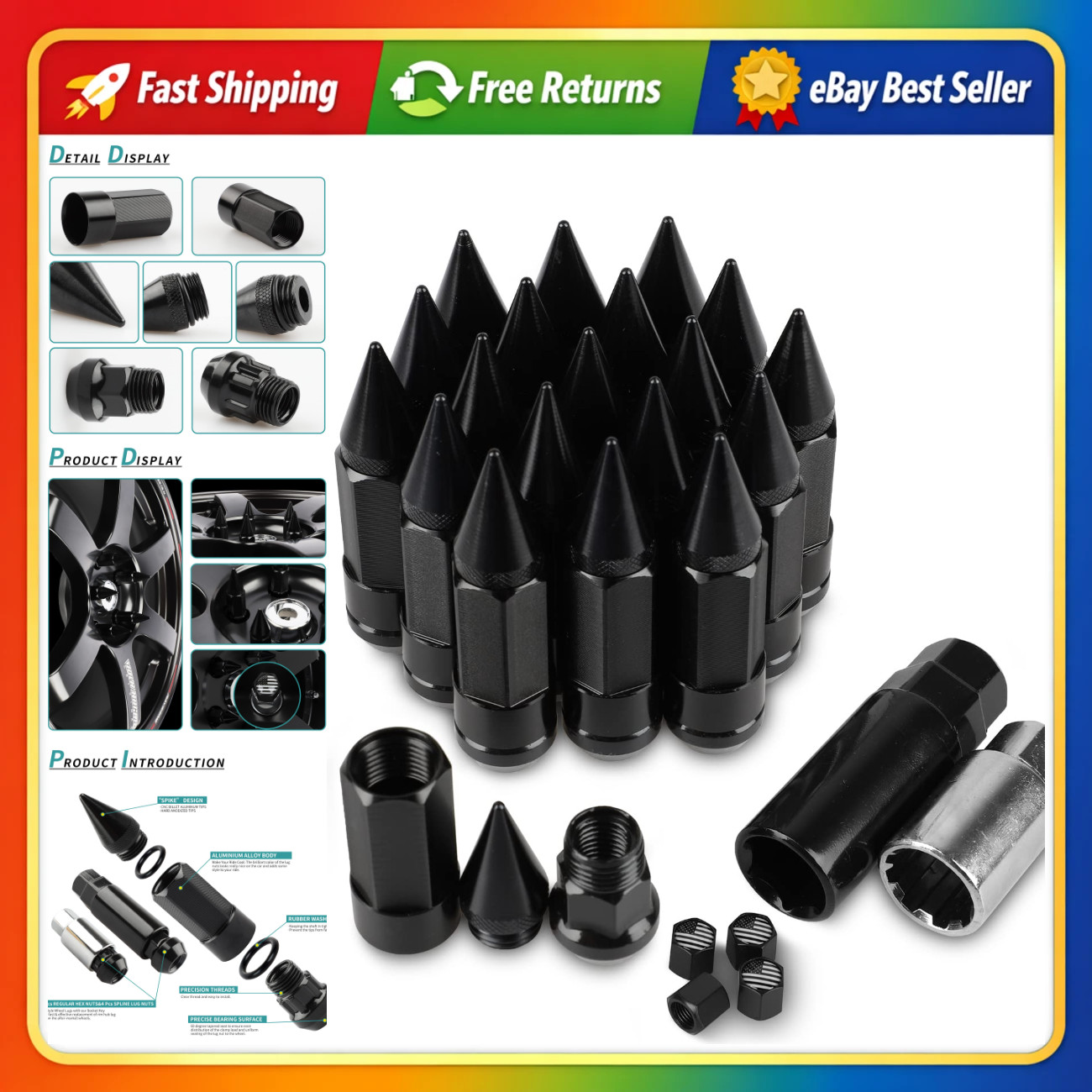 20PCS M12x1.5 Anti-Theft Wheel Spikes, Heavy-Duty Lug Nut Set for Security