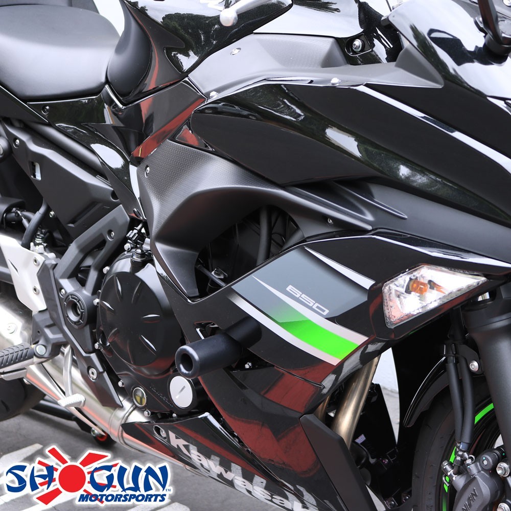 Shogun Kawasaki Ninja 650 Z650 2017-2026 NO CUT Frame Sliders Black 750-4519