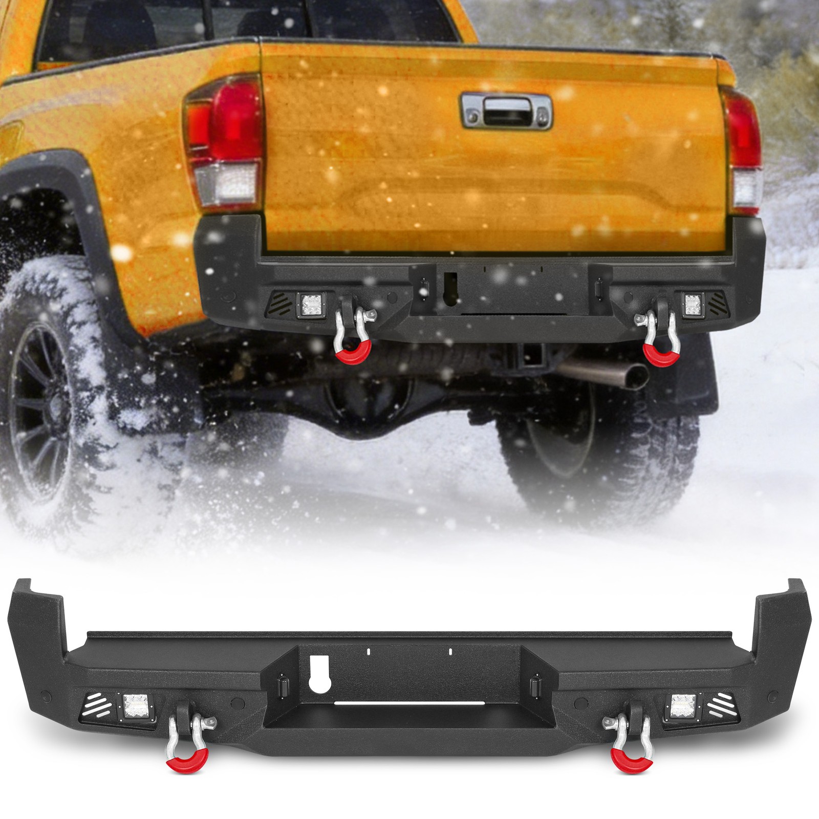 Steel Rear Bumper For 2016-2023 Toyota Tacoma W/ LED Lights Sensor Hole D-rings