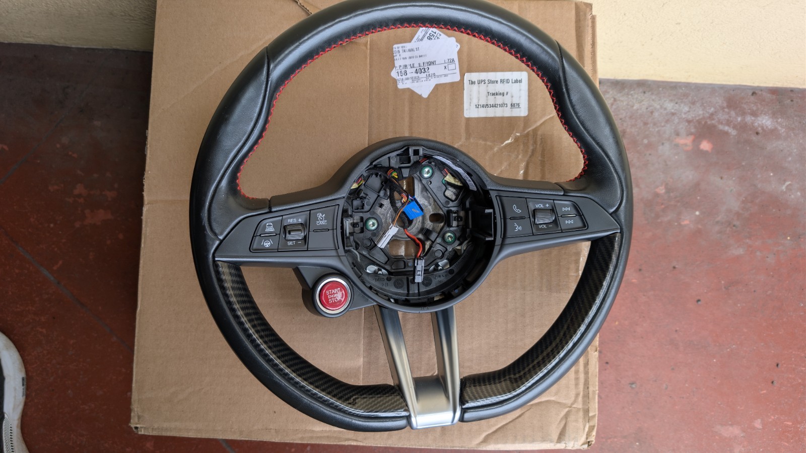 2017-2024 Alfa Romeo Quadrifoglio Steering Wheel Heated Red Stitch