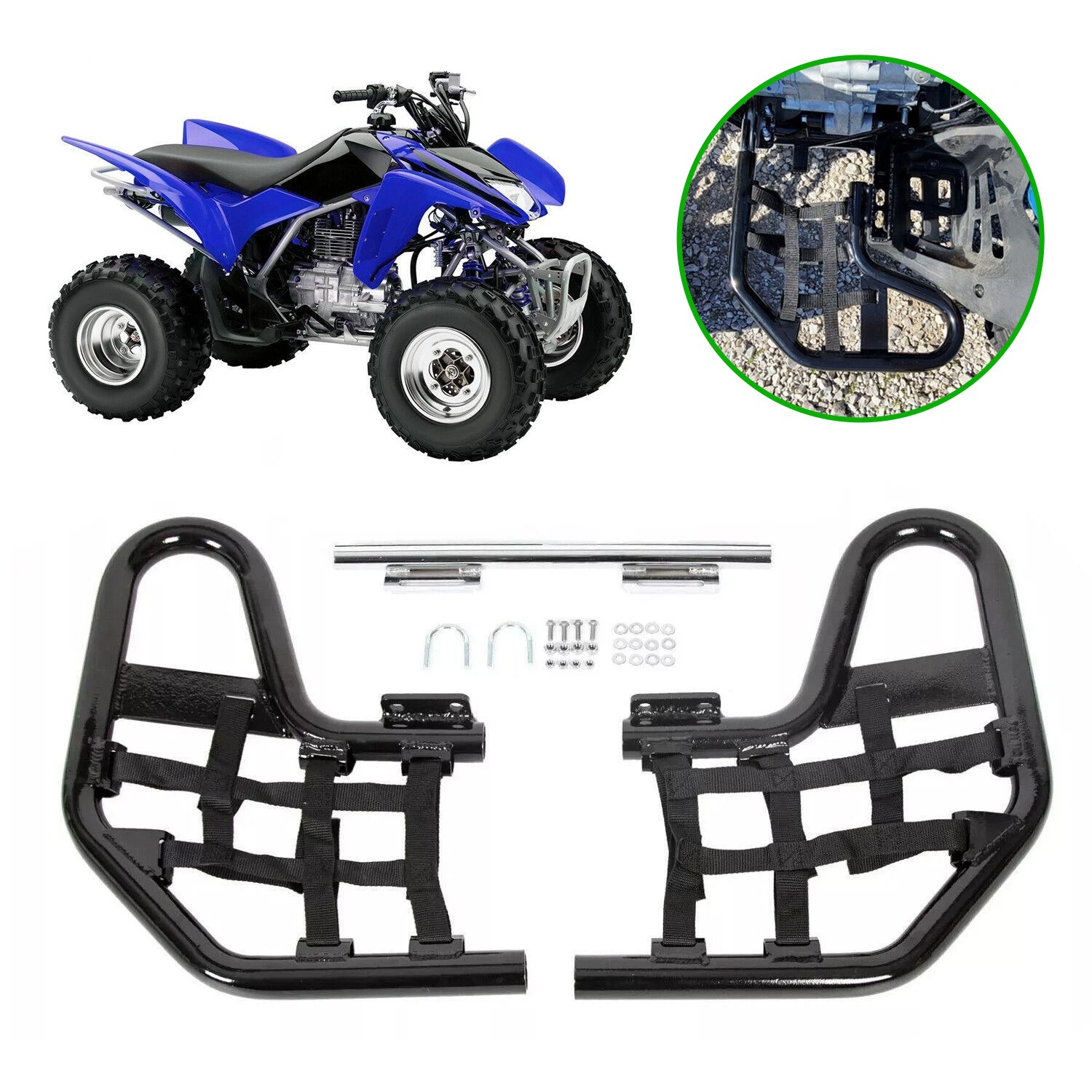 Aluminum Nerf Bars Black bar Black nets For Honda TRX 250EX 250X Pair set 01-24 Aluminum Nerf Bars Black bar Black nets For Honda TRX 250EX 250X Pair set 01-24