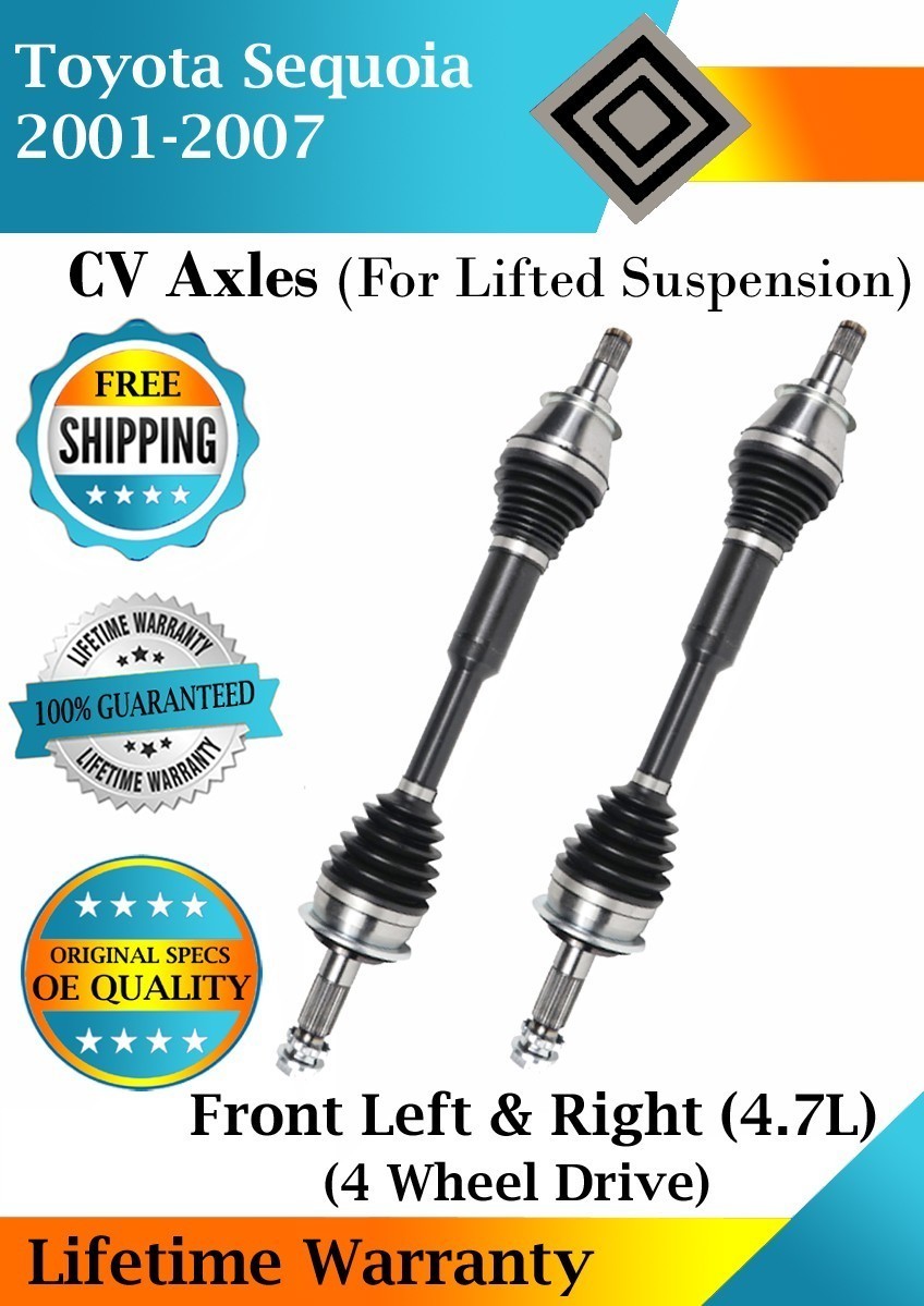 New OE Front CV Axles For 2001-2007 Toyota Sequoia 4.7L 4WD W/Lift Lifetime War.